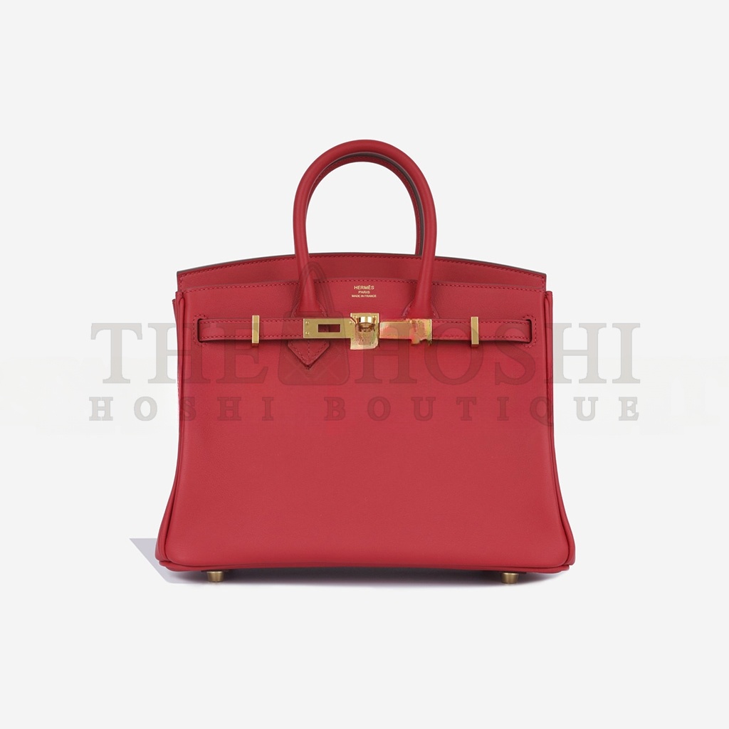 H**me5 BIRKIN 25 SWIFT LEATHER FLAG RED GOLD BUCKLE H049362CK12 (25*20*13cm) Master Quality